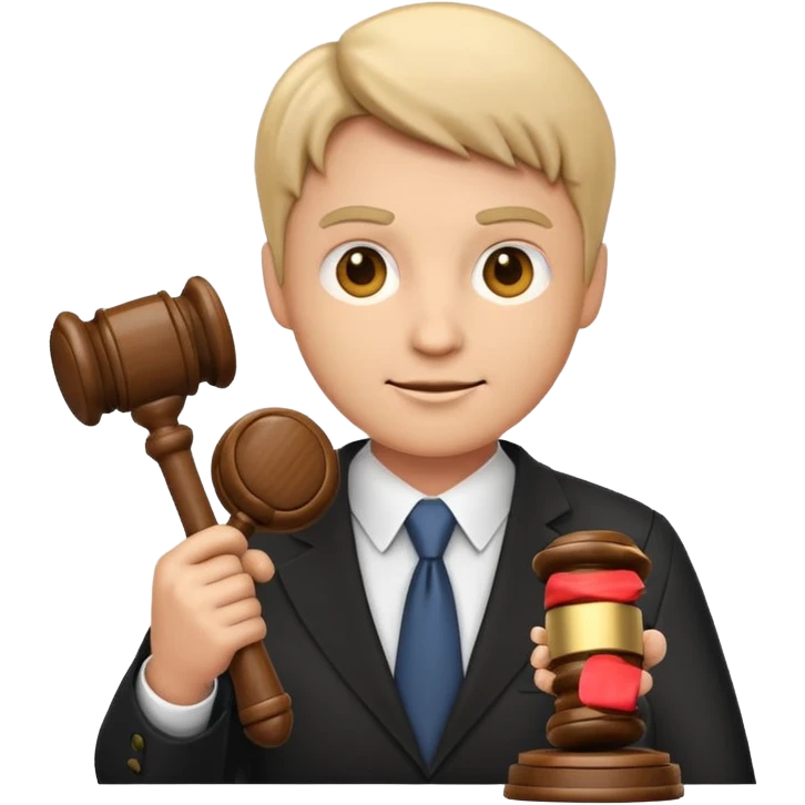 emoji style character representing a Legal Advisor holding a gavel or legal document emoji