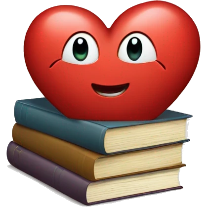 Big heart and stack of books emoji