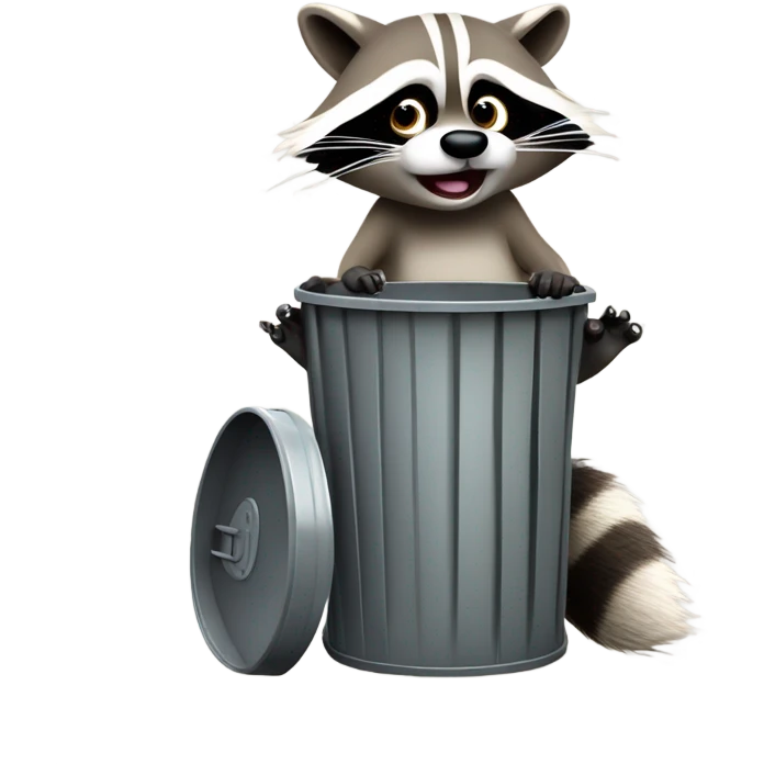 Raccoon going through trash emoji