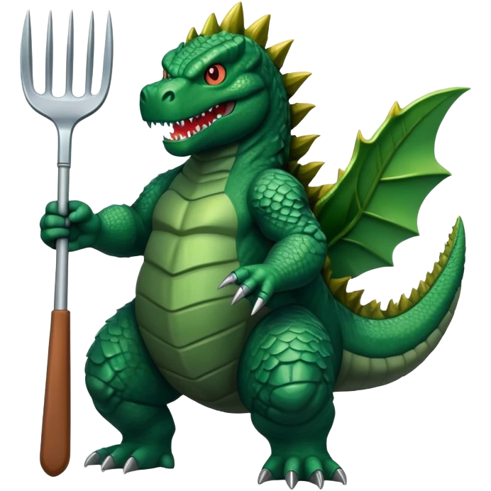 Godzilla holding a pitch fork  emoji