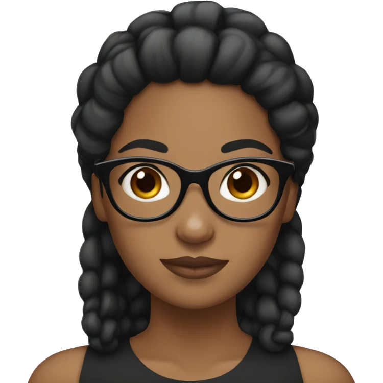A brown girl with black bun hair wearing glasses emoji