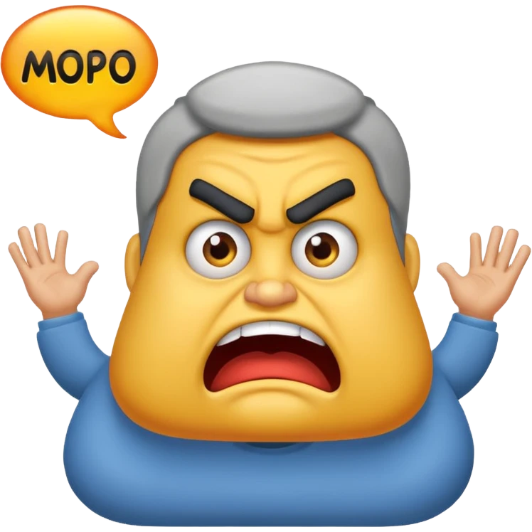 Big text "mopo" above and an angry man emoji
