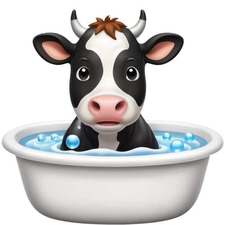 cow in a bath with bubbles emoji