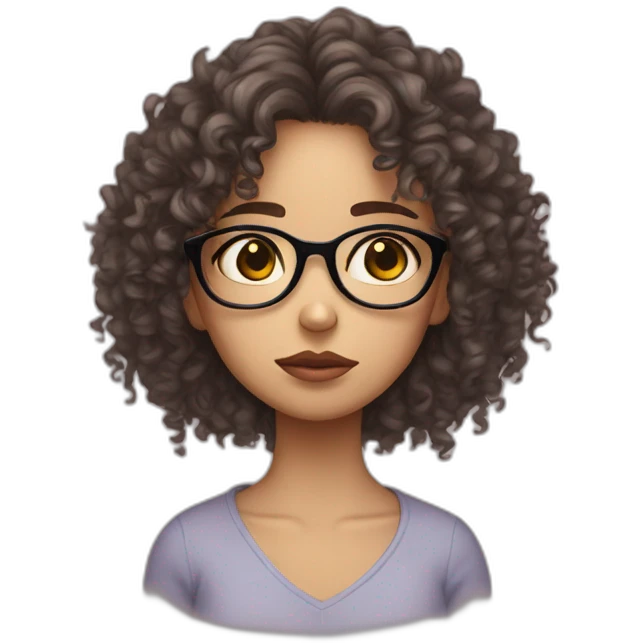 sad girl con curly girl and glasses emoji