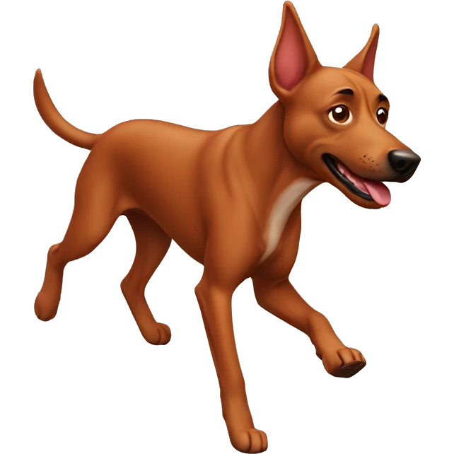solid red dog with pointed ears running emoji