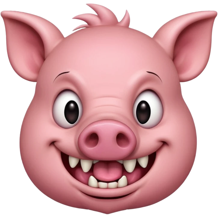 make a pig with a big scary smile emoji