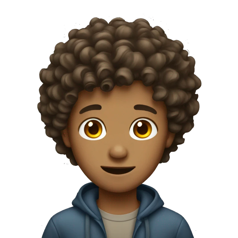 Boy with curly brown hair emoji