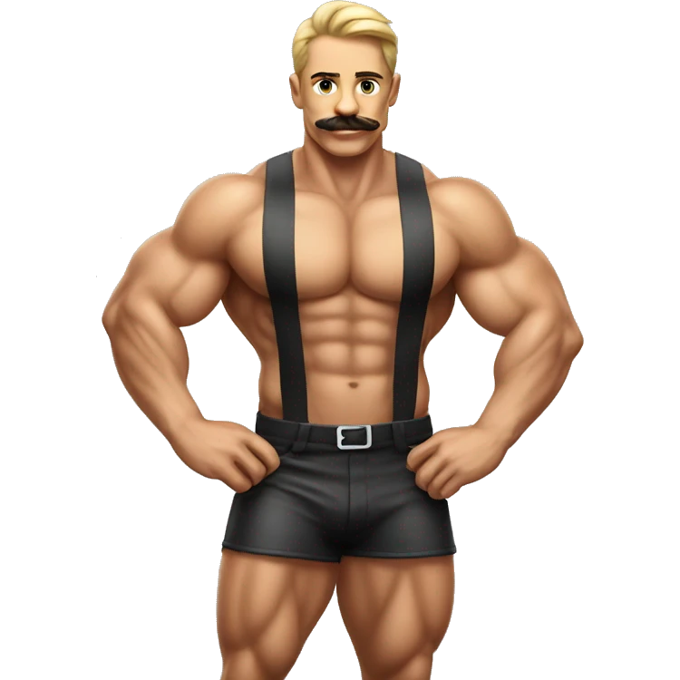 Muscular gay bodybuilder with mustache bikini realistic emoji
