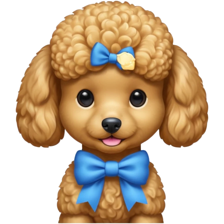 un barboncino maschio color miele piccolo con un fiocco celeste emoji