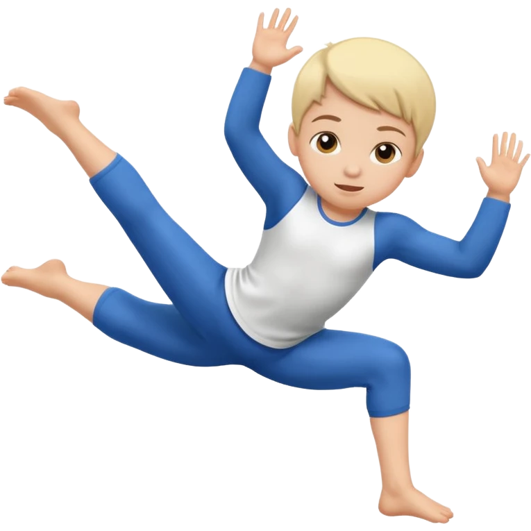 child performing a forward roll, dynamic emoji