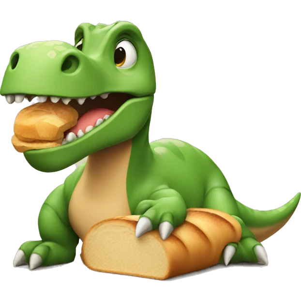 dinosaur with bread emoji