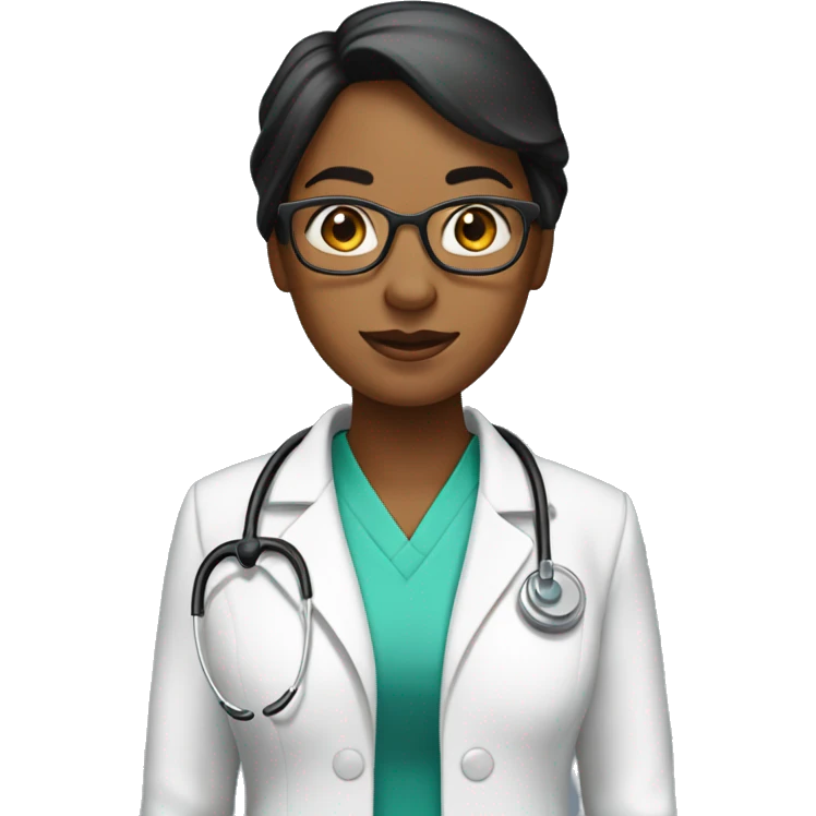Doctora pelo claro y delantal negro emoji