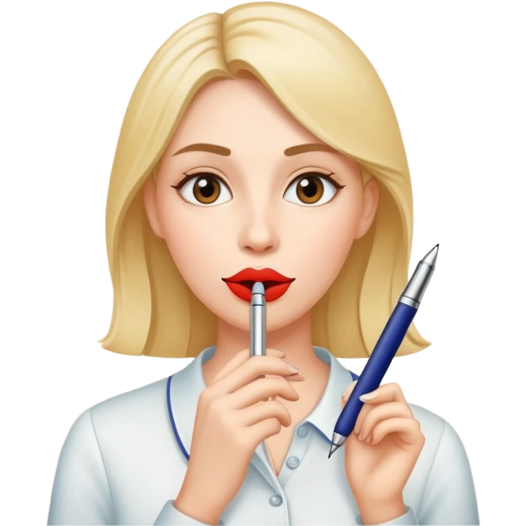 Pen is in woman mouth emoji