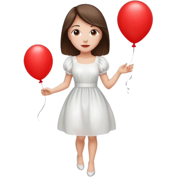female wearing dress, holding balloon emoji