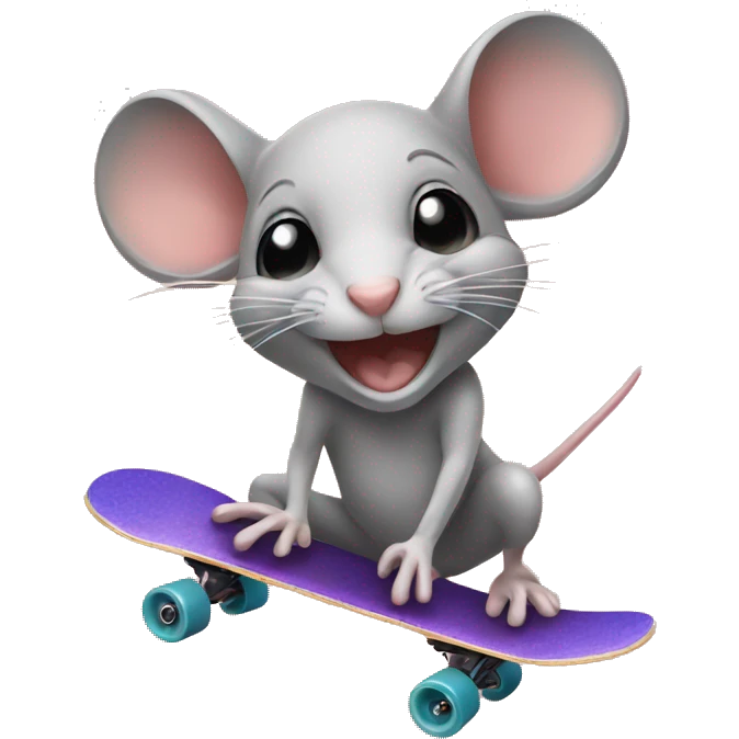 Mouse on a skateboard  emoji