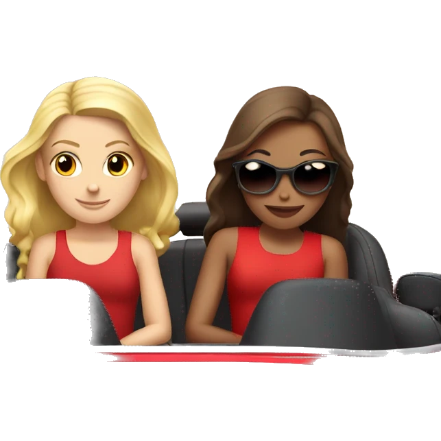 A blonde and a brunette girl sitting in a red Porsche  emoji