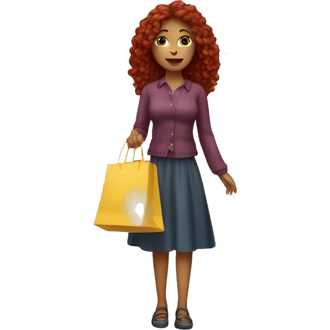 Long Burgundy haired girl, shopaholic, carrying a lot of shopping bags emoji