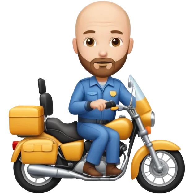 un señor calvo con poca barba, de color blanco, en una moto como domiciliario emoji