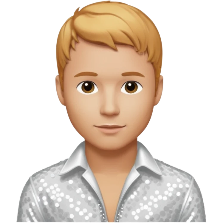 Brian Littrell from Backstreet Boys with reddish blonde hair, white sequin outfit emoji