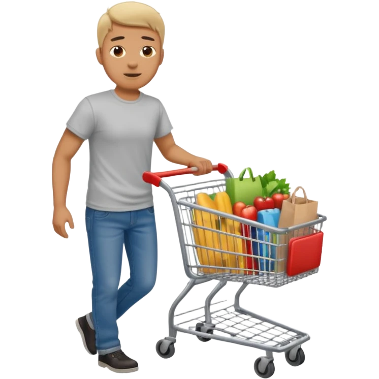 a man with a shopping cart full body emoji