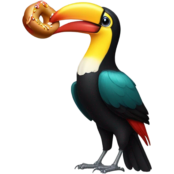 Toucan eating hot dogs emoji