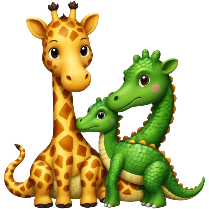 Giraff and crocodile hugging emoji