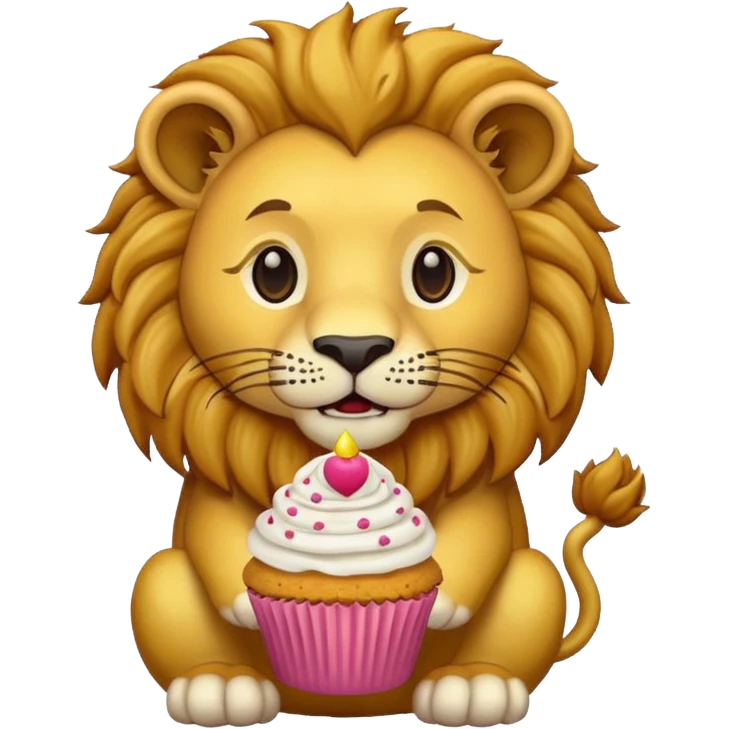 lion with cupcake emoji