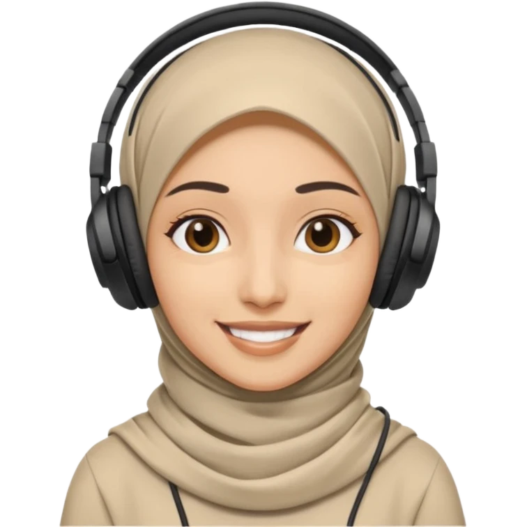 hijab DJ, headphone,  full body emoji