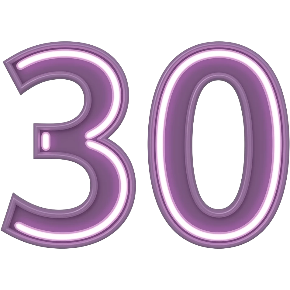 30 number in neon emoji