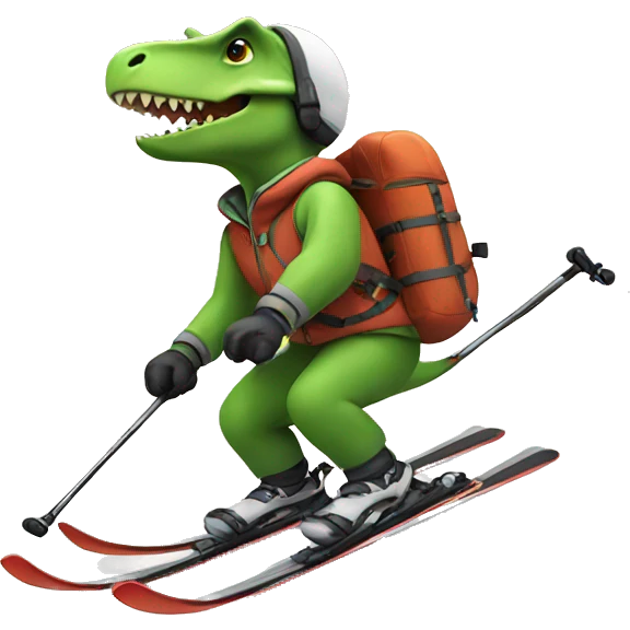 Dino skiing emoji