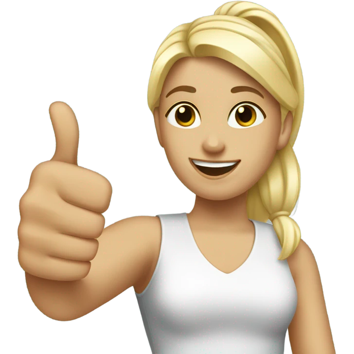 a girl with blonde ponytail thumbs up  emoji
