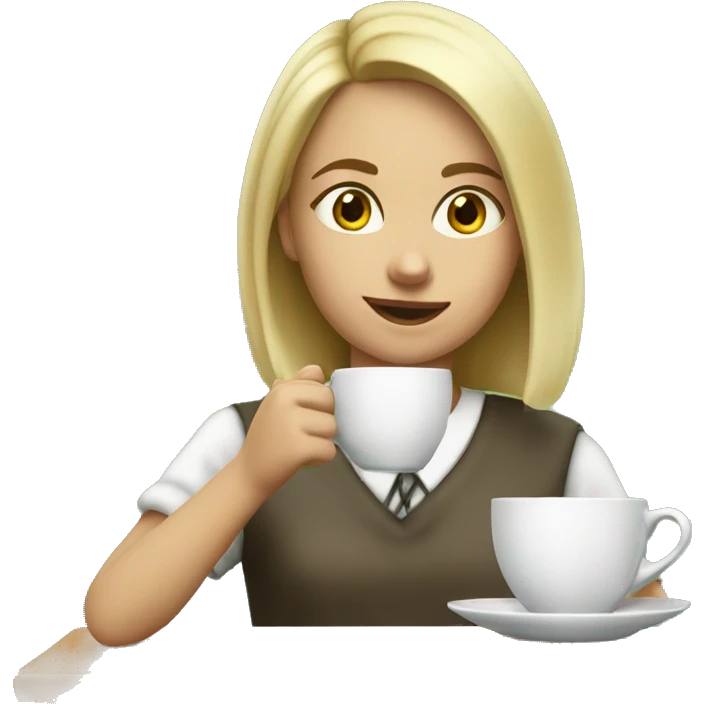schoolgirl blonde drinks tea emoji