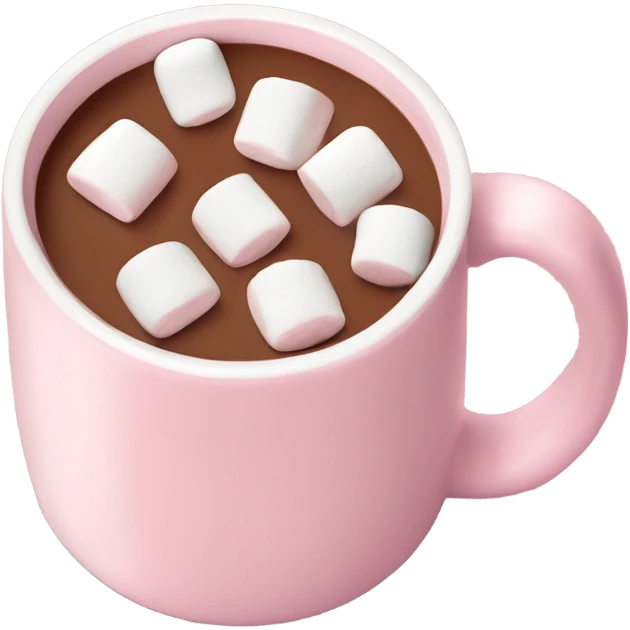 Light Pink mug of hot chocolate with marshmallows  emoji