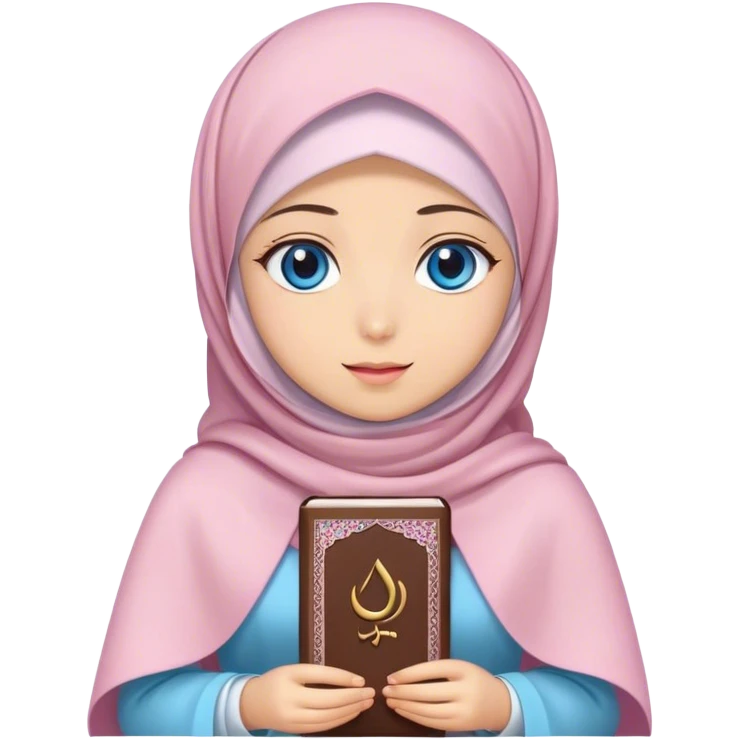 Turkish beautiful finish Konya girl blue eyes with hijab and Sakura dress have Quran  emoji