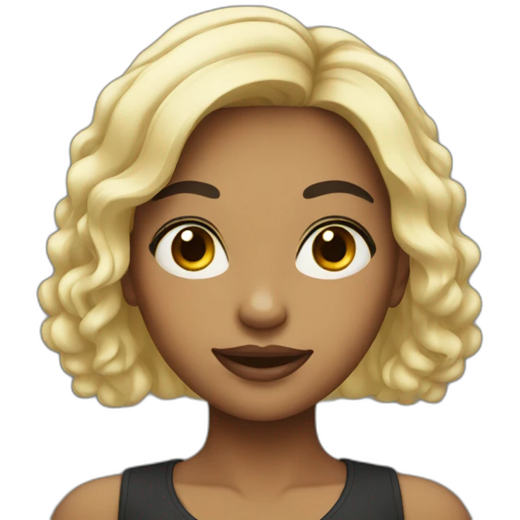 round face black hair woman emoji