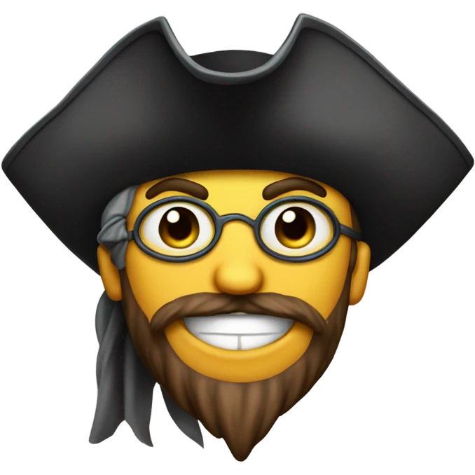 smiling pirate, 2D, flat emoji
