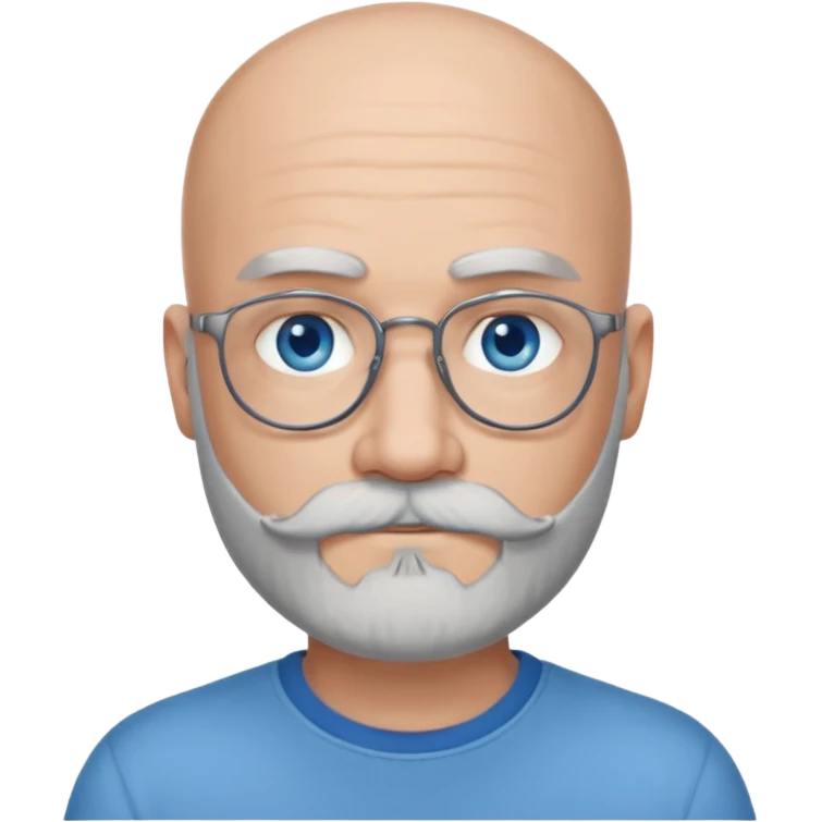 Bald man with blue eyes grey beard and moustache. Hipster.  emoji