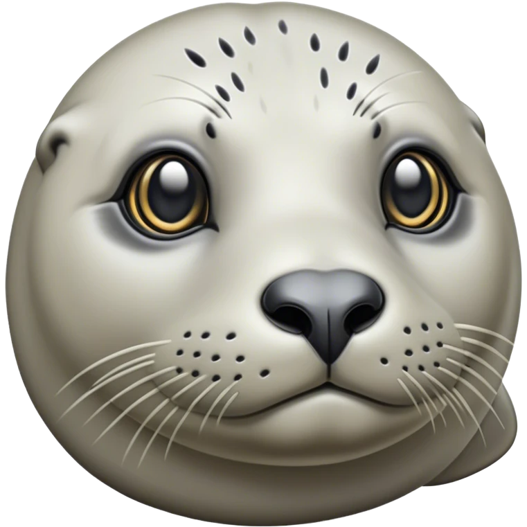 Cinematic Noble harbour seal Portrait Emoji, Poised and streamlined, with a sleek, smooth body of glossy, muted hues and expressive, dark eyes complemented by a rounded, agile head, Simplified yet sharp and sophisticated features, highly detailed, glowing with a soft, maritime luminescence, high shine, intelligent and graceful, stylized with an air of coastal authority, focused and alert, soft glowing outline, capturing the essence of a watchful marine guardian that appears ready to glide out of the screen with effortless authority! emoji