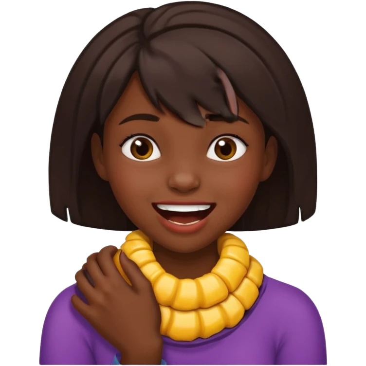 african girl choking herself and smiling emoji
