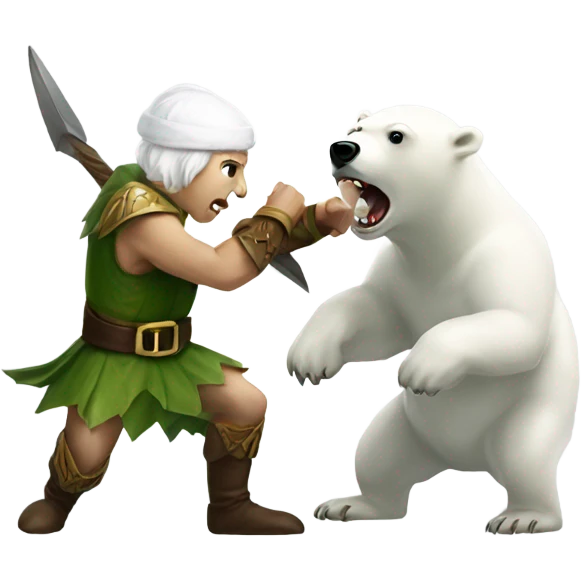 Elf fighting a polar bear emoji