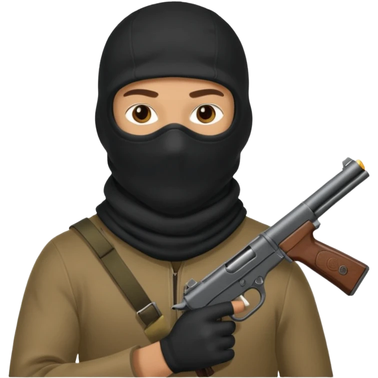 Chico con un Pasa montañas y un arma calibre 38 emoji