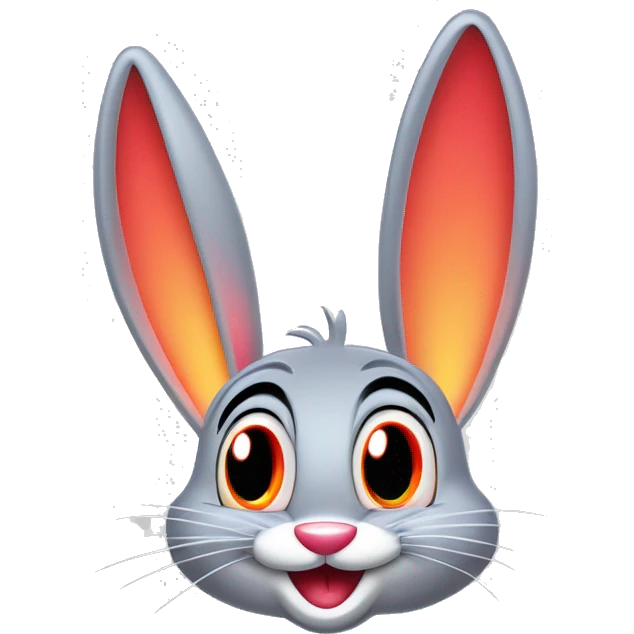 Cartoon in bright neon colours with pale red eyes happy chill eyes half open, in the style of Disney and loony tunes bugs bunny vector art clipart emoji