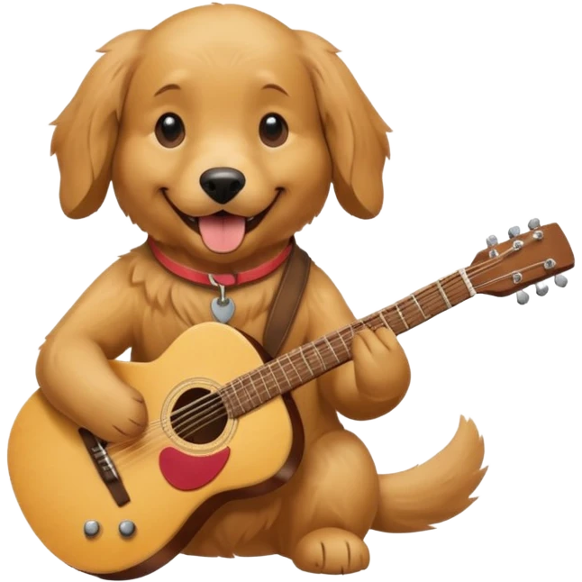 happy dog playing guitar emoji
