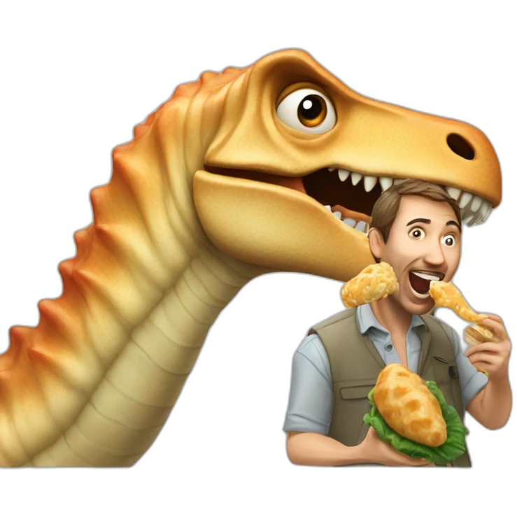 crazy man eating perogis on a dinosaur emoji