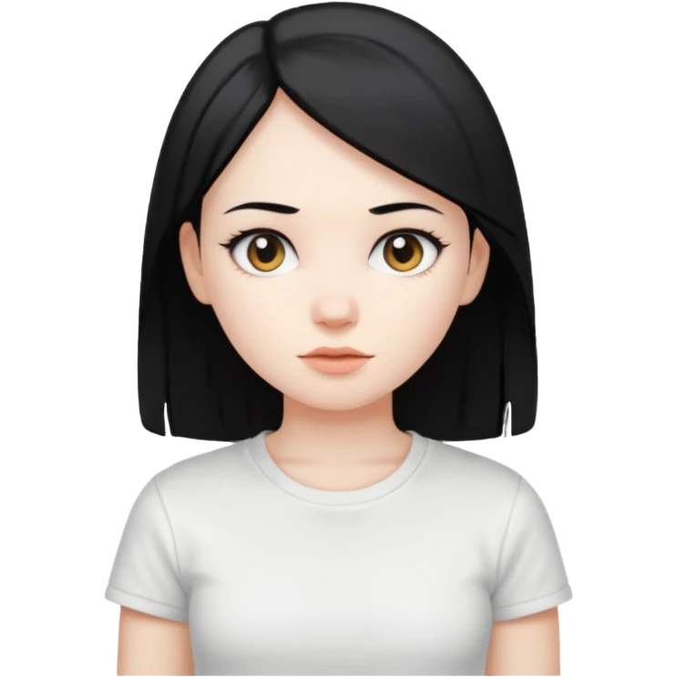Straight black hair with white t-shirt girl emoji