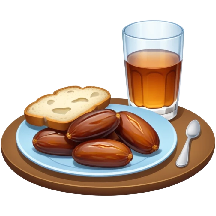 Pre-dawn meal with dates, bread, and water emoji