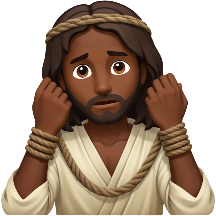 Dark skin Jesus with ropes on wrist captured  emoji