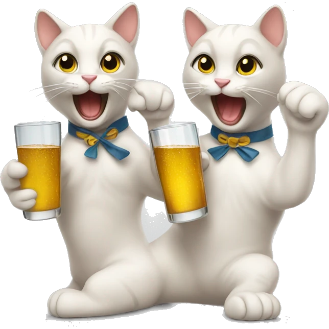 2 Cats cheer with a glass emoji