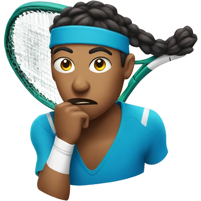Tennis player shush face emoji