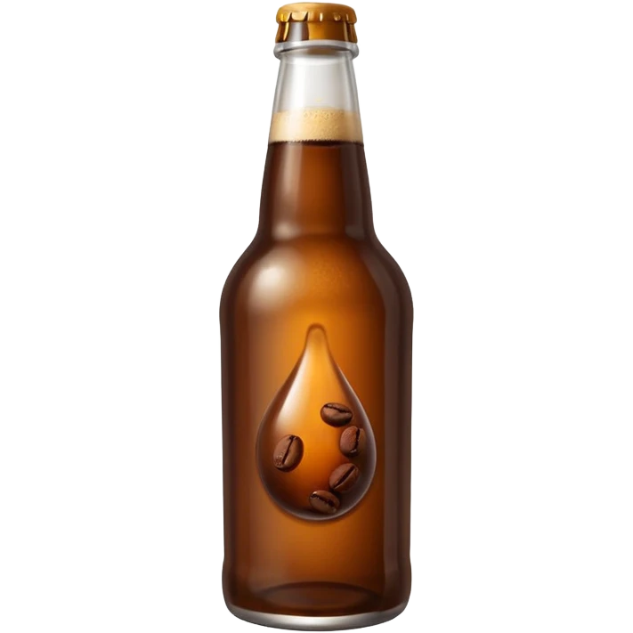 cerveza en botella con grano de cafe al lado emoji